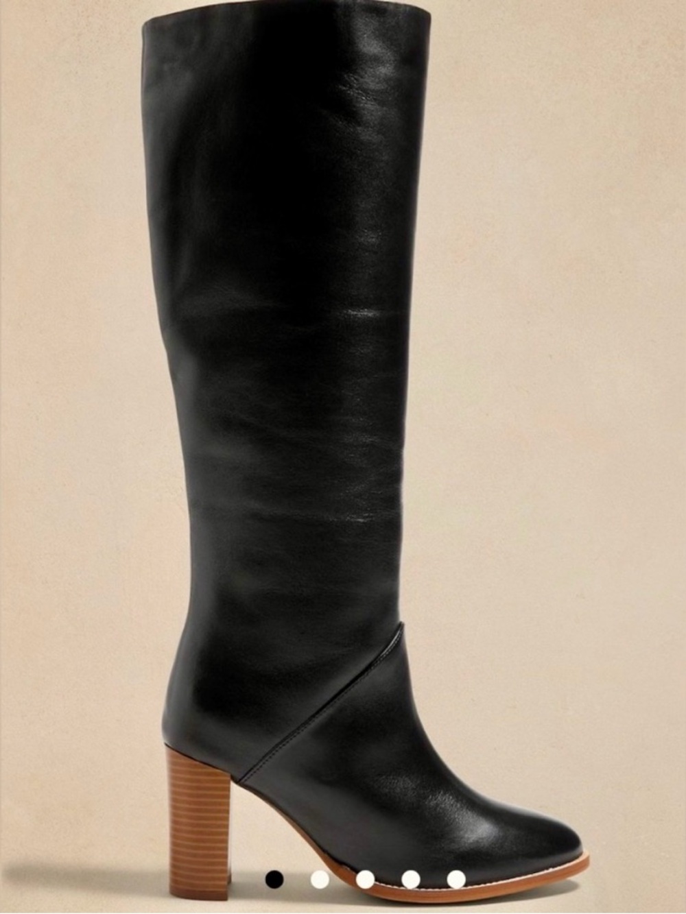 Banana Republic Black Leather Knee-High Block Heel Boots